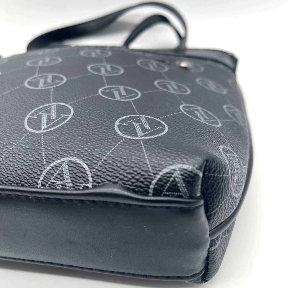 Adrenne Vittadini Black Coated Canvas Shoulder Bag