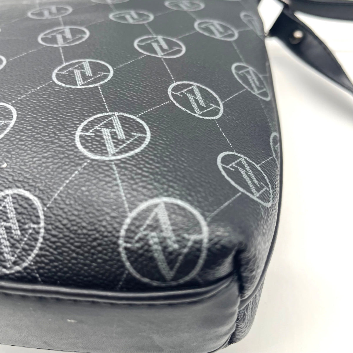 Adrenne Vittadini Black Coated Canvas Shoulder Bag