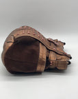 B. Makowsky Metallic Brown Glove Leather Columbia Studded Shopper Bag