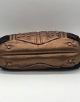 B. Makowsky Metallic Brown Glove Leather Columbia Studded Shopper Bag
