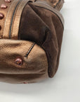 B. Makowsky Metallic Brown Glove Leather Columbia Studded Shopper Bag