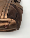 B. Makowsky Metallic Brown Glove Leather Columbia Studded Shopper Bag