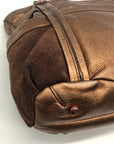 B. Makowsky Metallic Brown Glove Leather Columbia Studded Shopper Bag