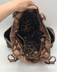 B. Makowsky Metallic Brown Glove Leather Columbia Studded Shopper Bag