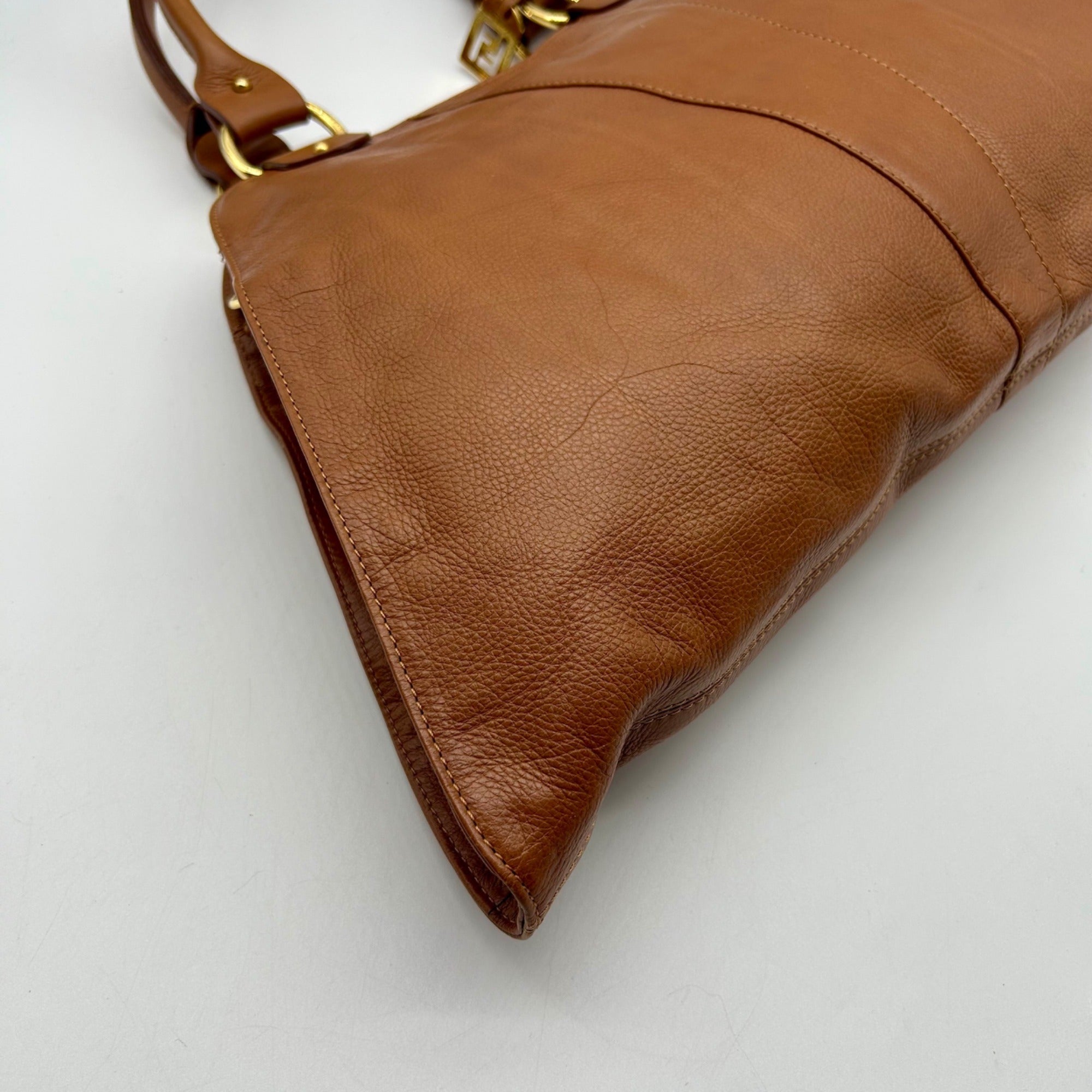 Fendi Brown Leather Devil Shoulder Bag