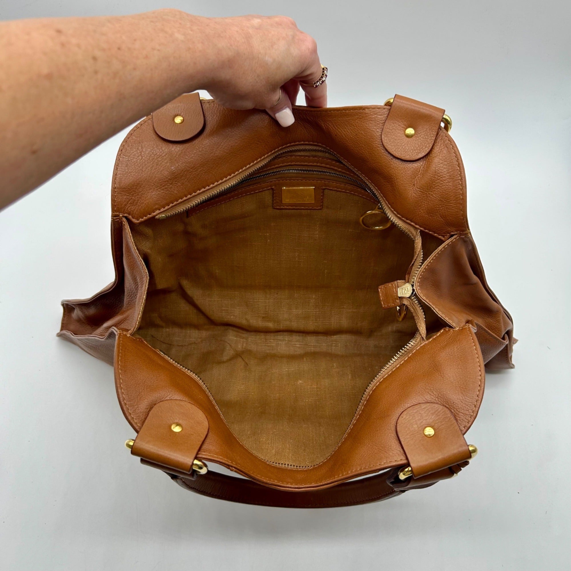 Fendi Brown Leather Devil Shoulder Bag