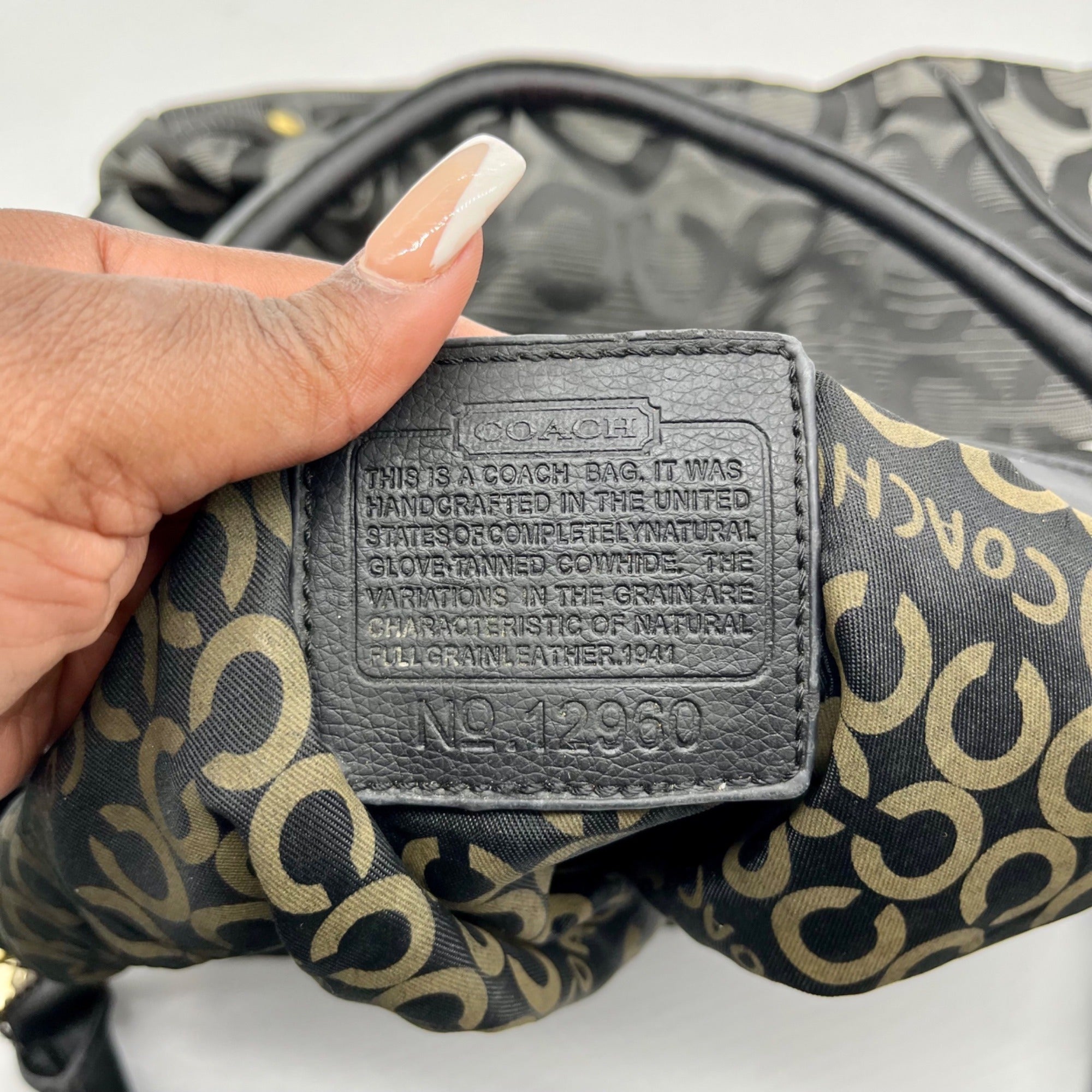 Coach Black Signature Canvas Hobo/Shoulder Bag 12960