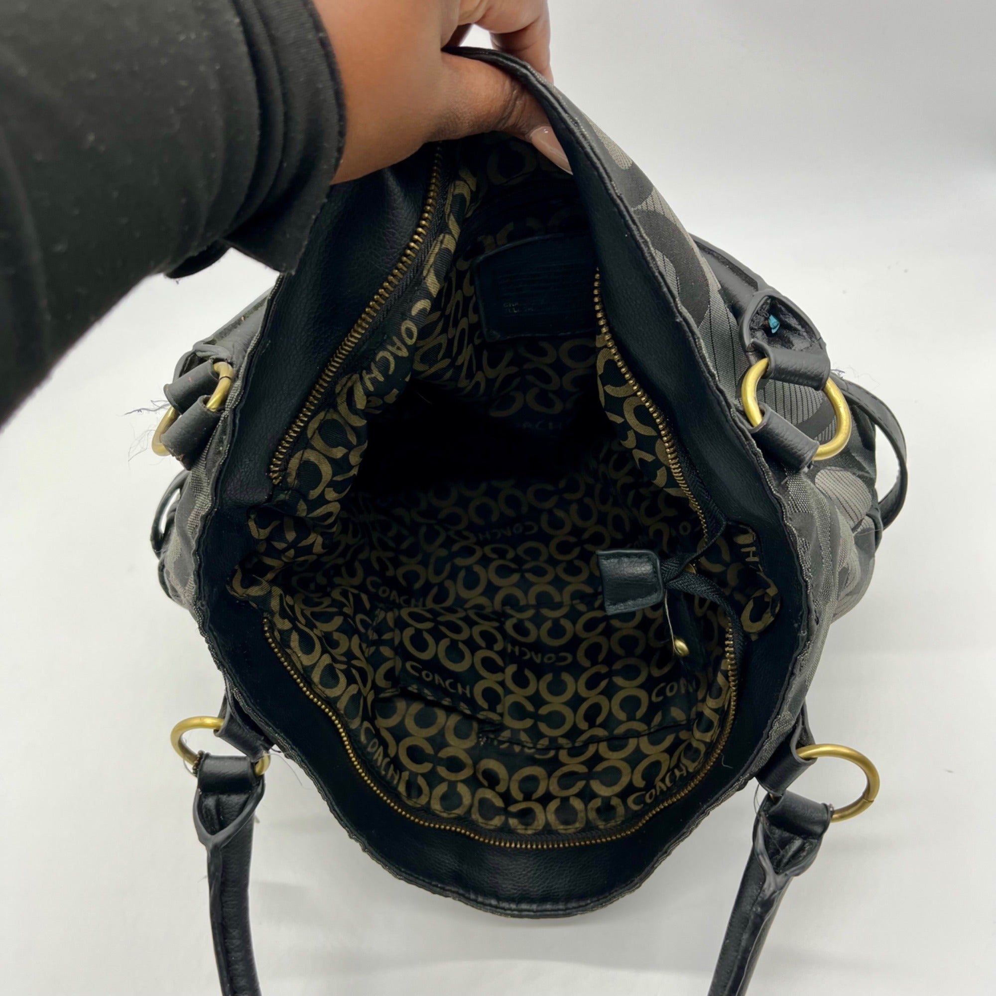 Coach Black Signature Canvas Hobo/Shoulder Bag 12960