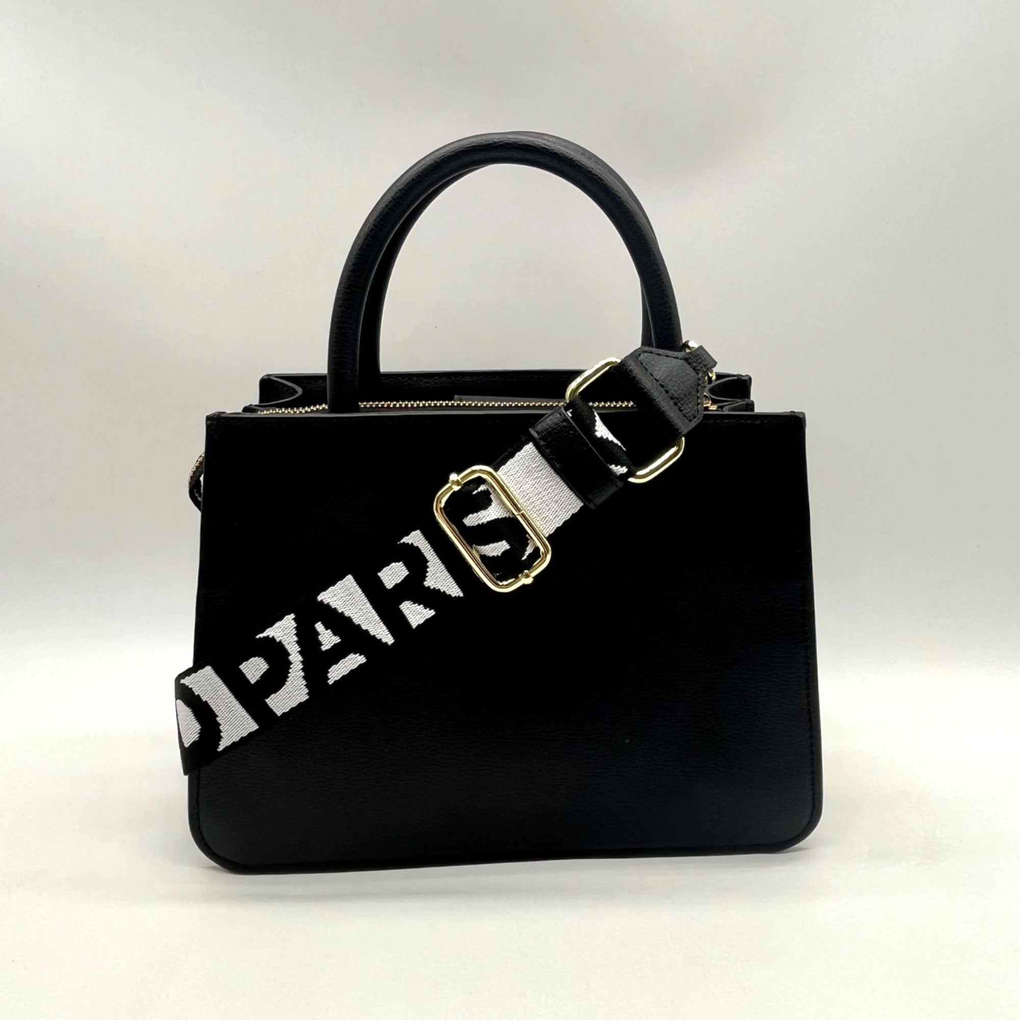Karl Lagerfeld Black Paris Simone Leather Convertible Satchel