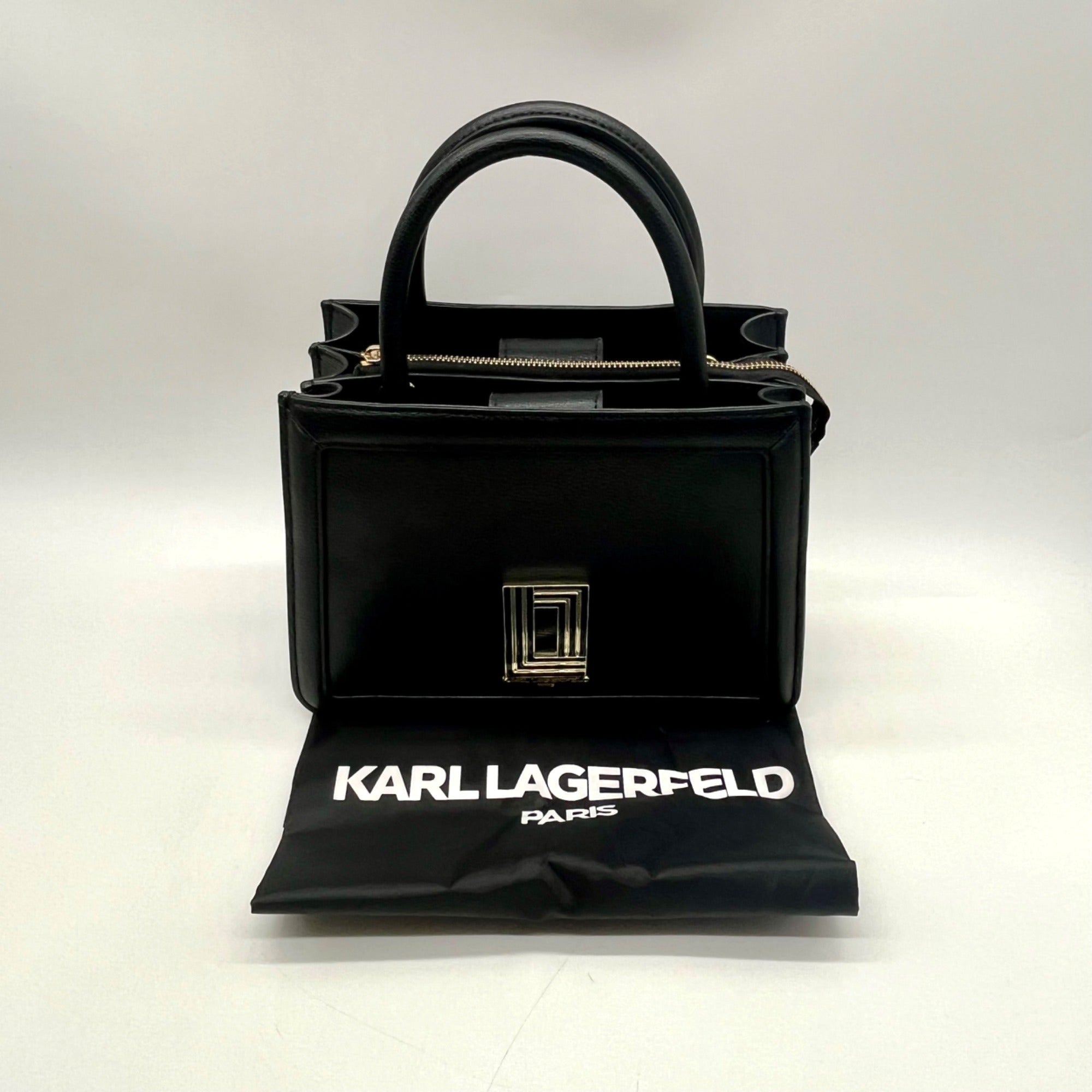 Karl Lagerfeld Black Paris Simone Leather Convertible Satchel