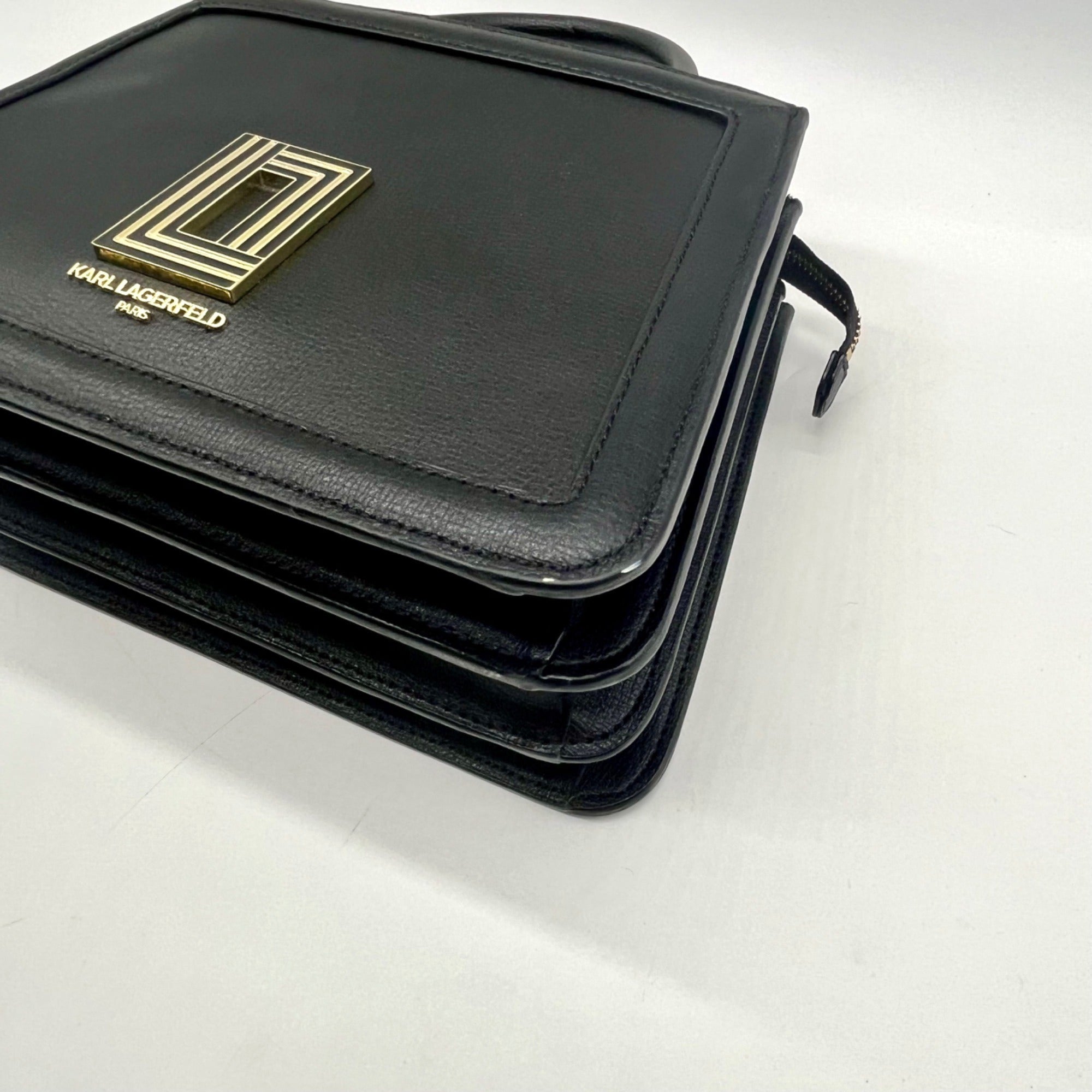 Karl Lagerfeld Black Paris Simone Leather Convertible Satchel