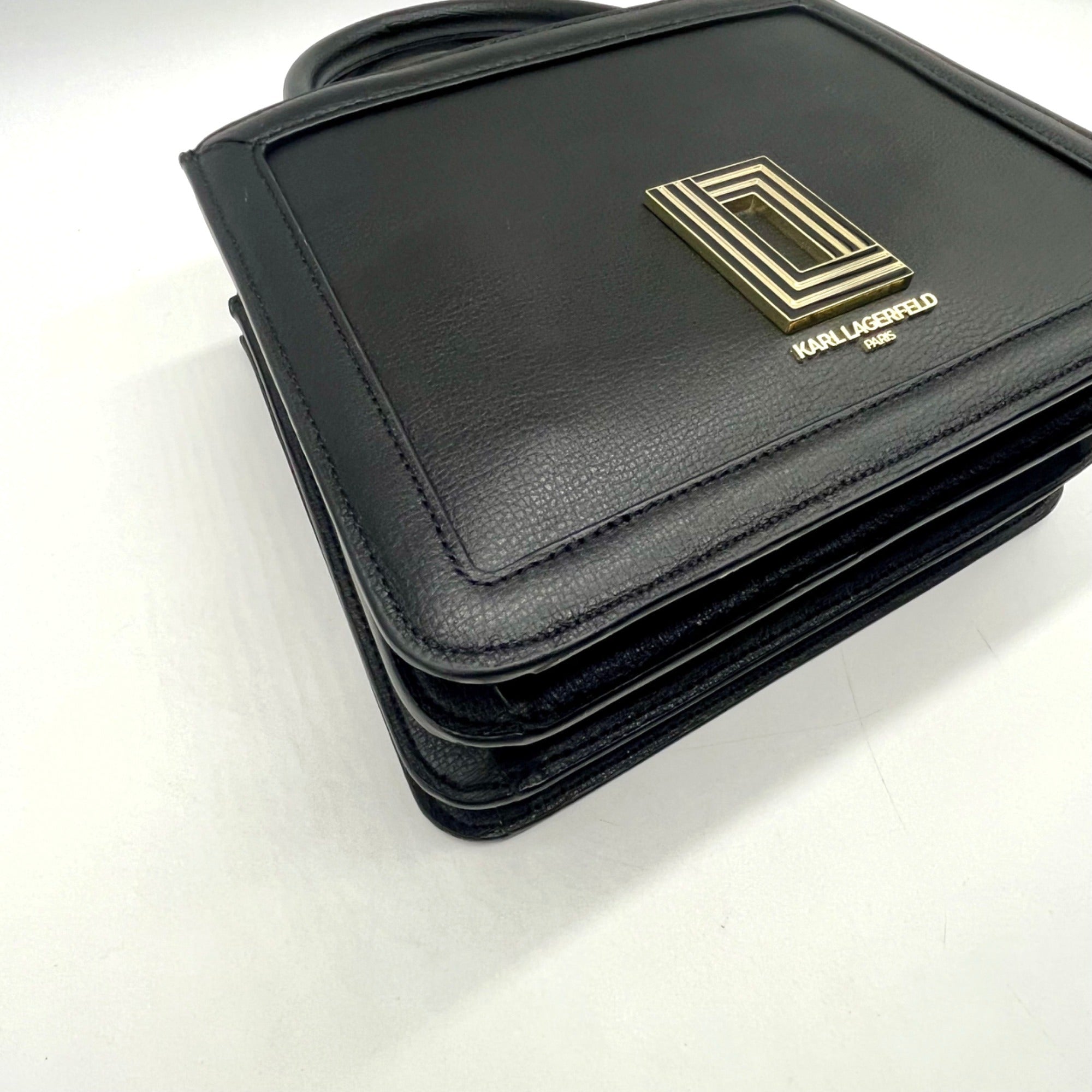 Karl Lagerfeld Black Paris Simone Leather Convertible Satchel