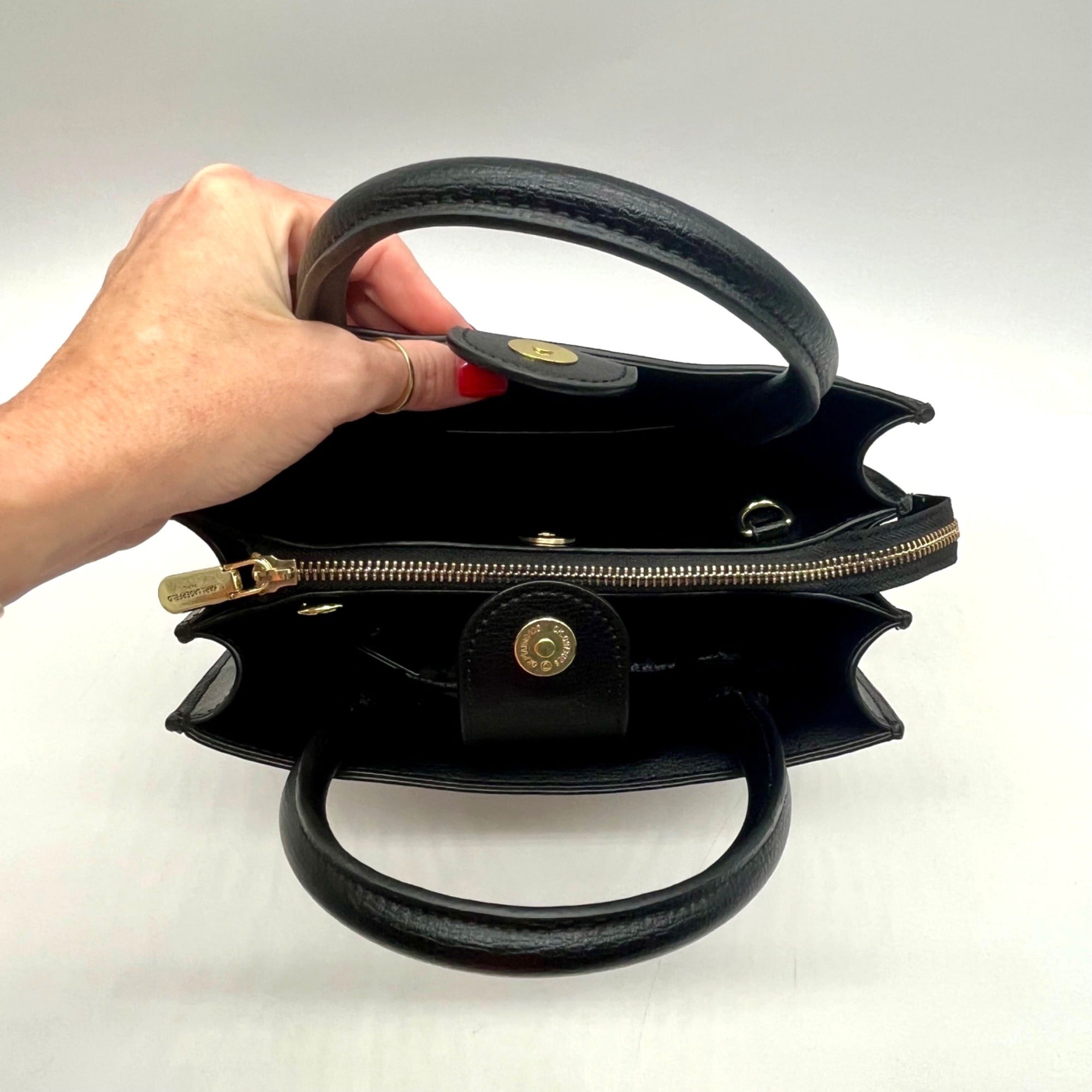 Karl Lagerfeld Black Paris Simone Leather Convertible Satchel