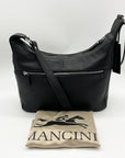 Mancini Black Pebbled Leather June Crossbody Bag