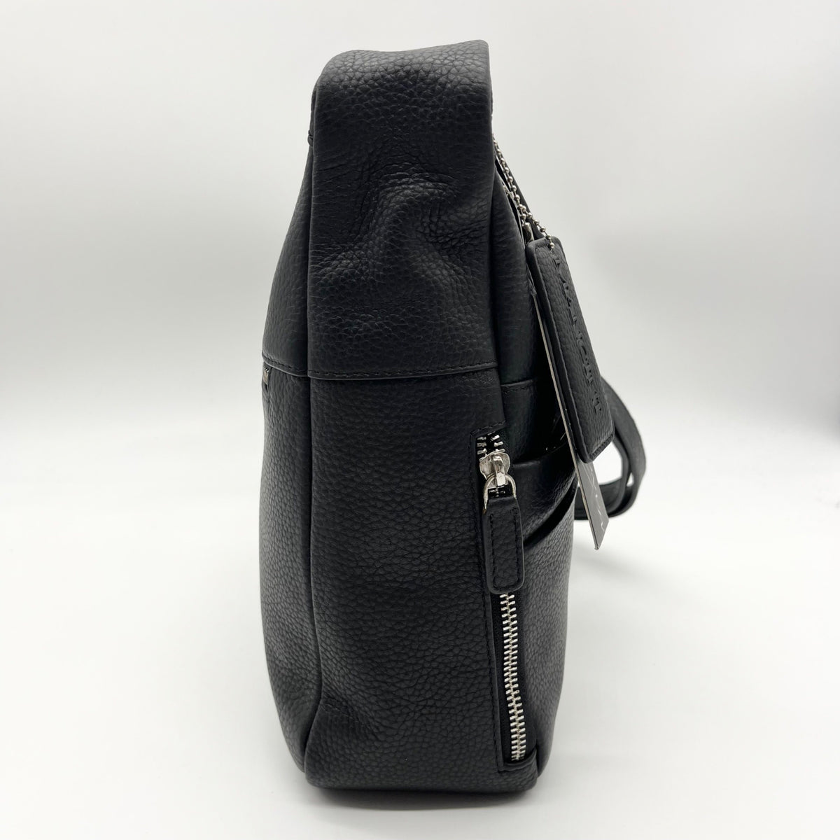 Mancini Black Pebbled Leather June Crossbody Bag