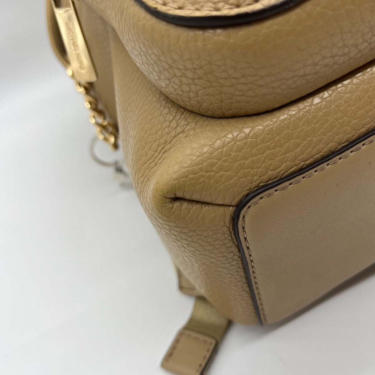 Michael Kors Tan Pebbled Leather Backpack And Pouch