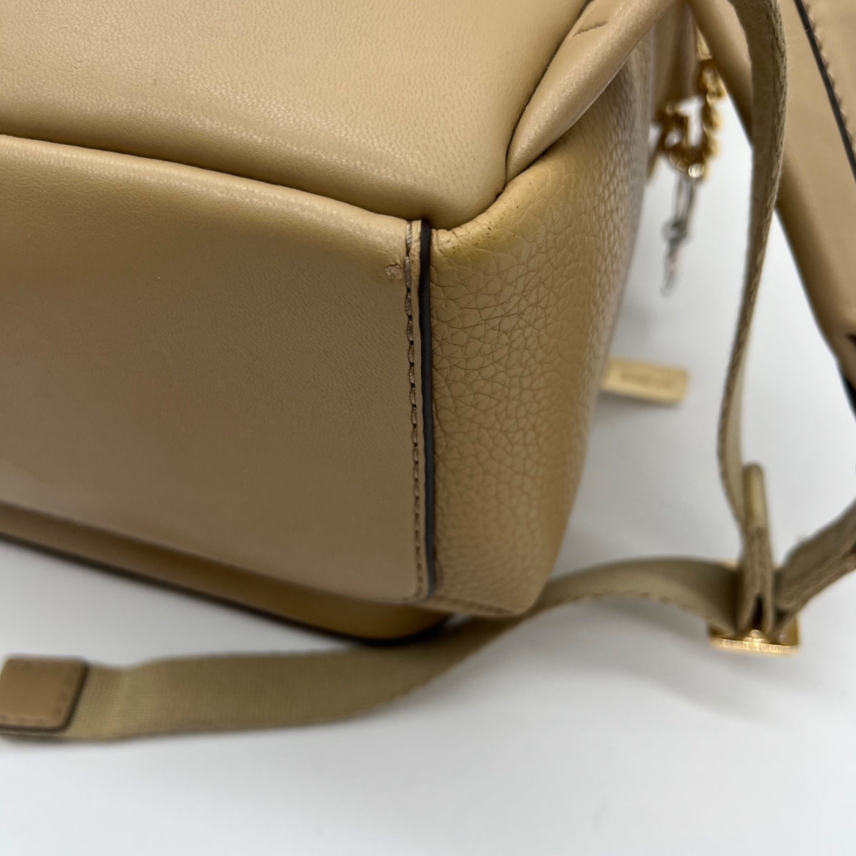 Michael Kors Tan Pebbled Leather Backpack And Pouch