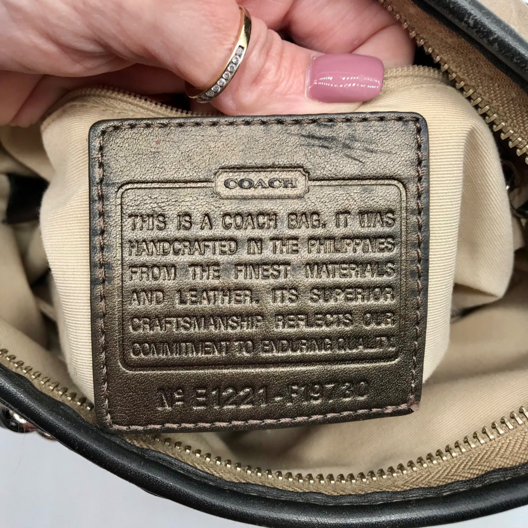 Coach Khaki Monogram Sateen Chain Crossbody Bag F19730