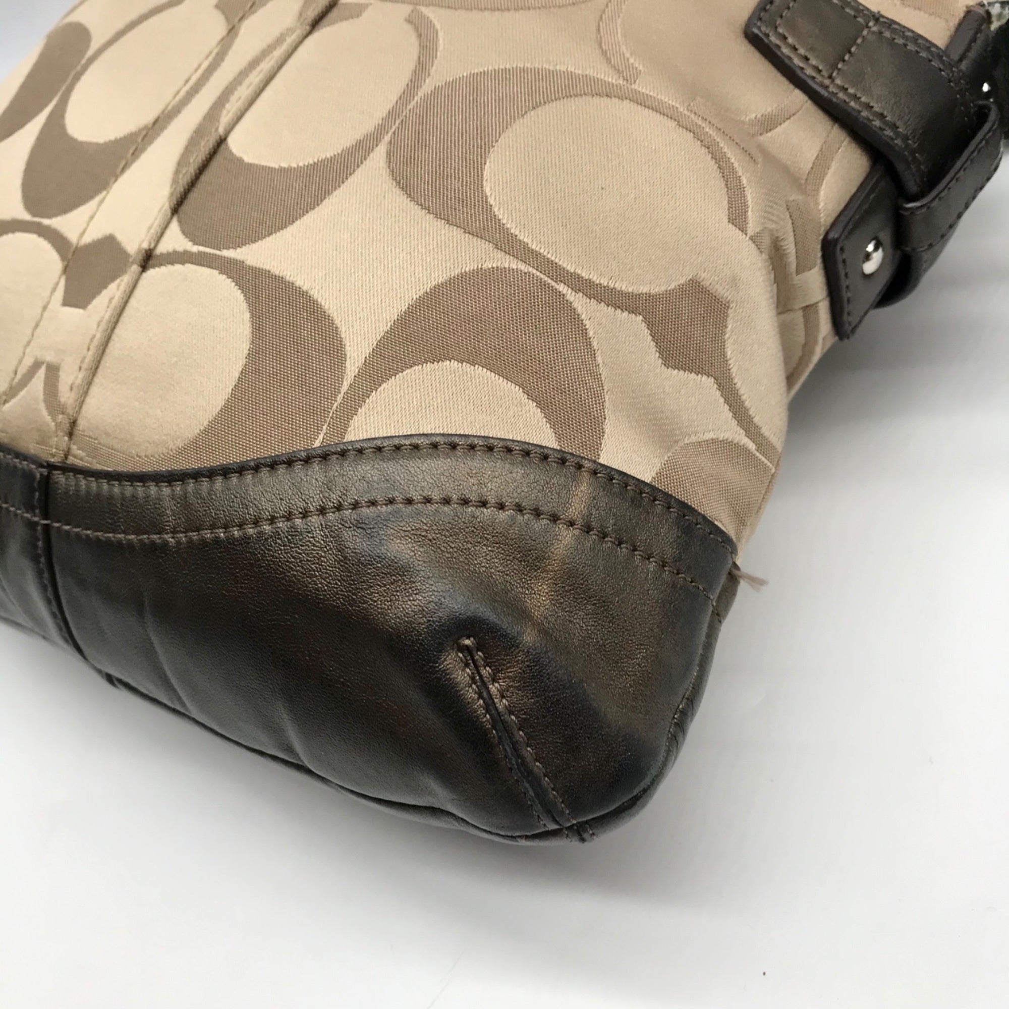 Coach Khaki Monogram Sateen Chain Crossbody Bag F19730