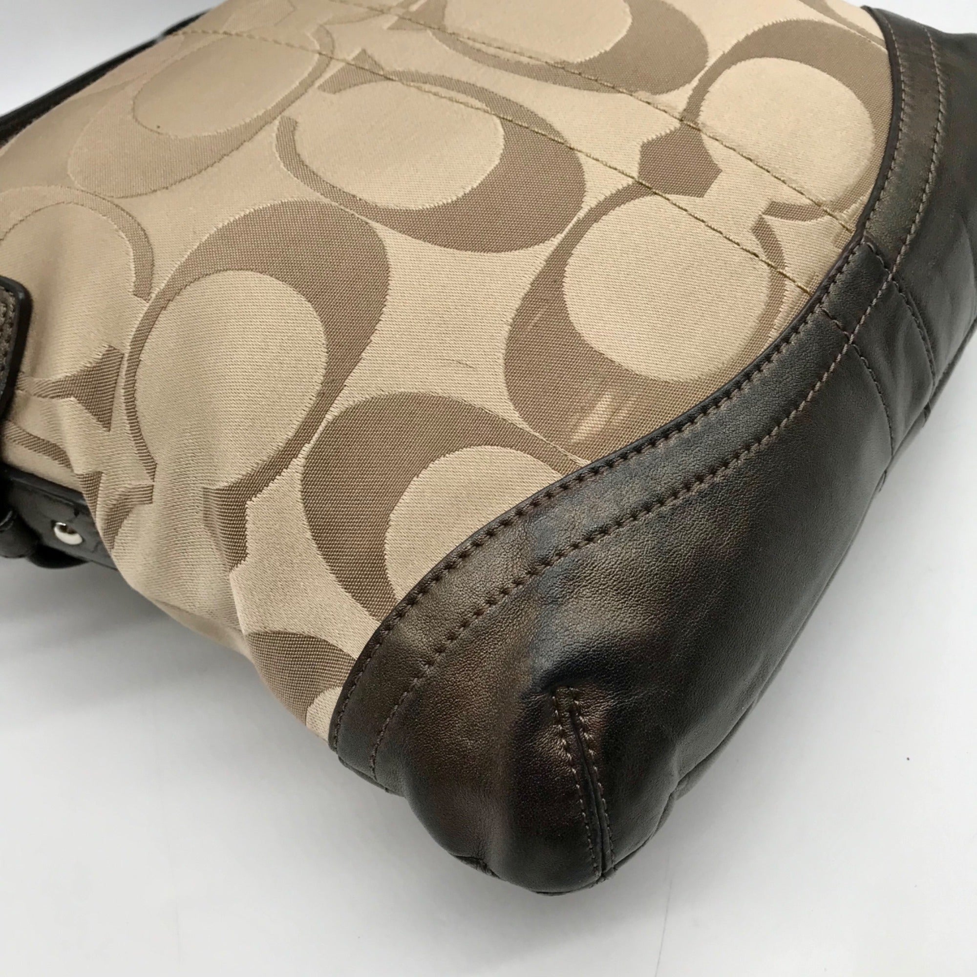 Coach Khaki Monogram Sateen Chain Crossbody Bag F19730