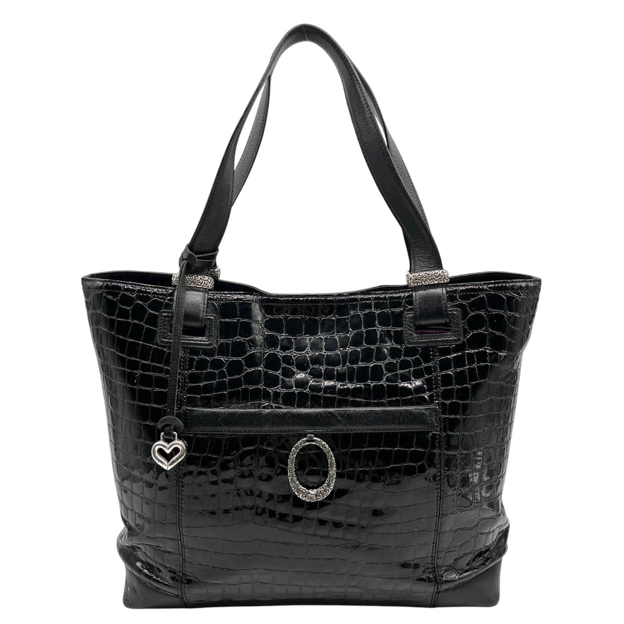 Brighton Black Patent Leather Jetson Laptop Tote Bag 
