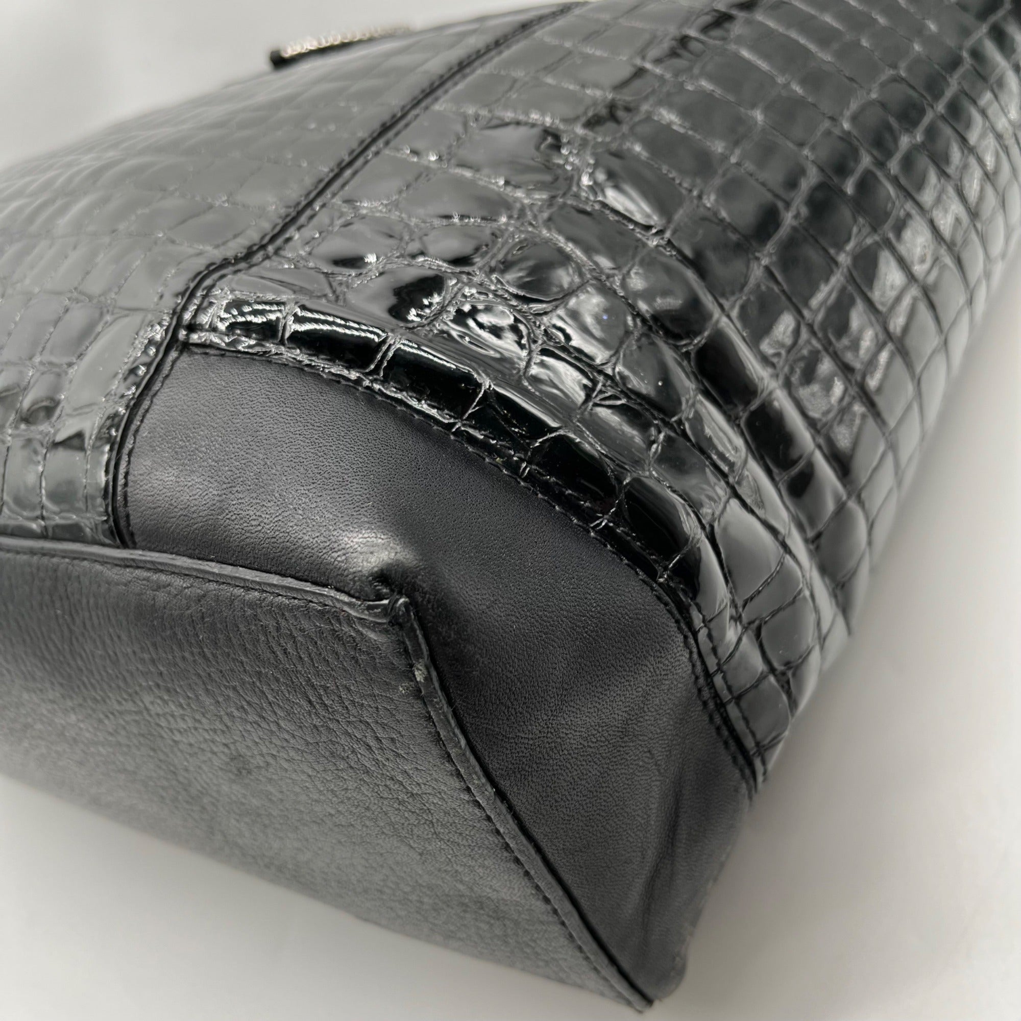 Brighton Black Patent Leather Jetson Laptop Tote Bag