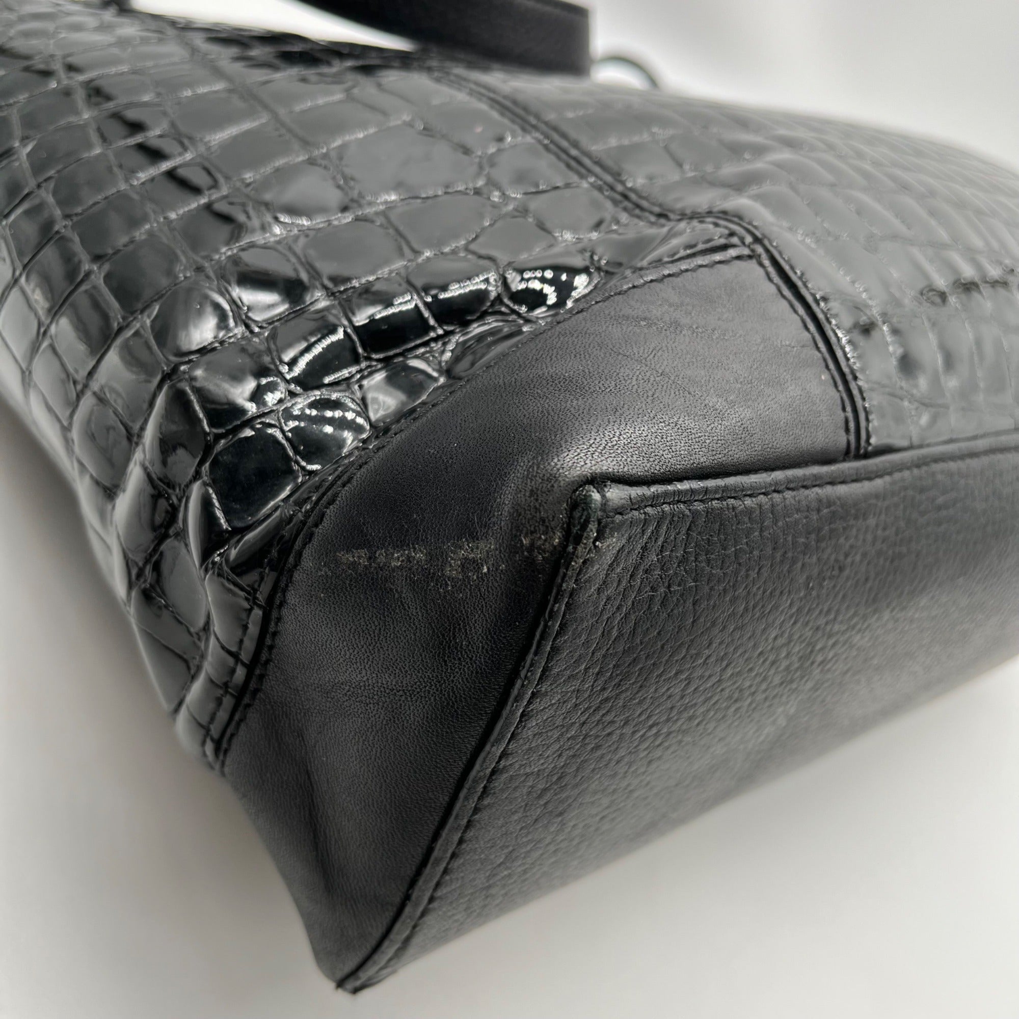 Brighton Black Patent Leather Jetson Laptop Tote Bag