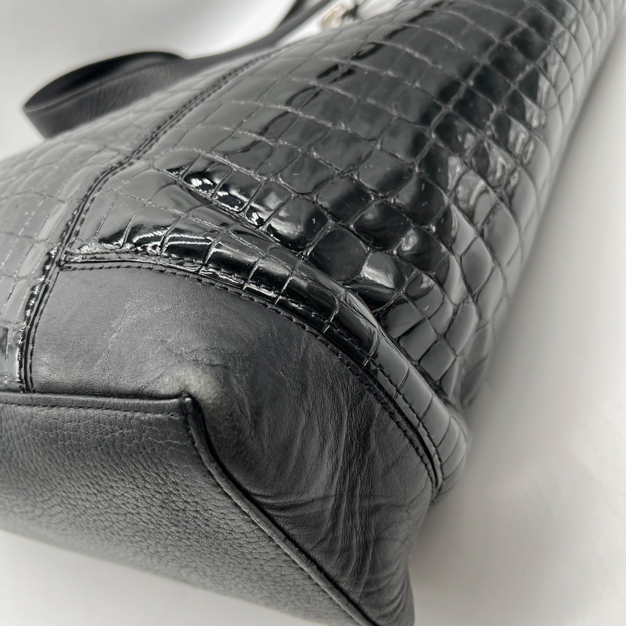 Brighton Black Patent Leather Jetson Laptop Tote Bag