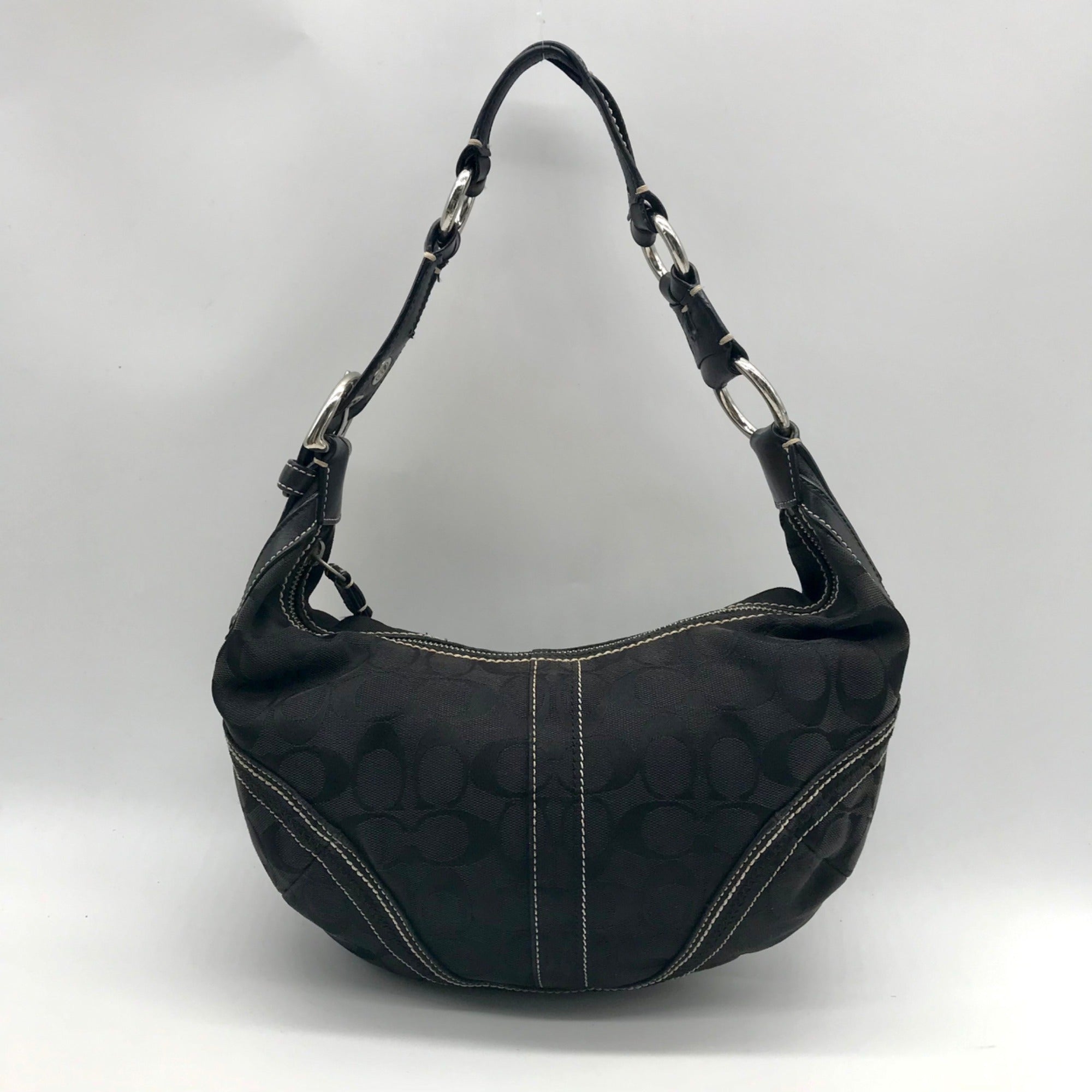 Coach Black Signature Monogram Soho Hobo Bag 10600