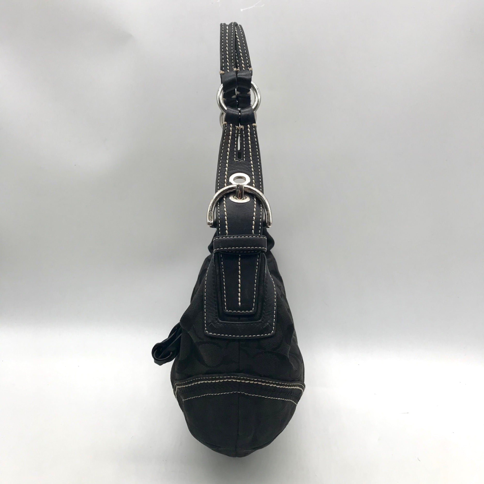 Coach Black Signature Monogram Soho Hobo Bag 10600
