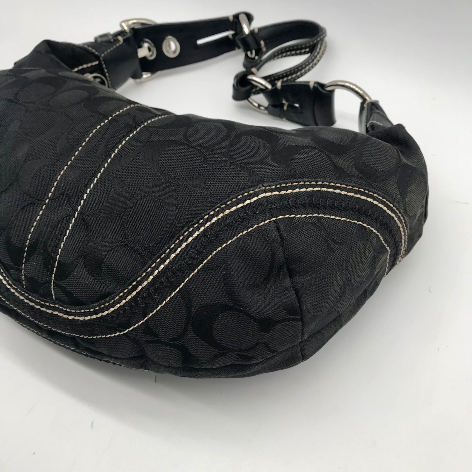 Coach Black Signature Monogram Soho Hobo Bag 10600