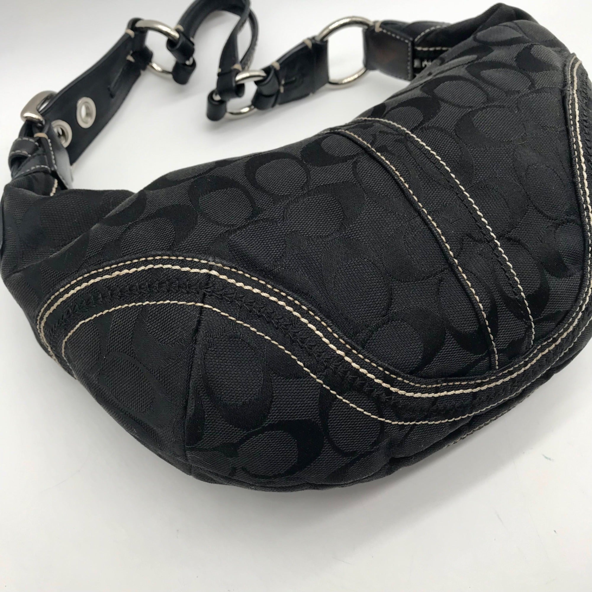Coach Black Signature Monogram Soho Hobo Bag 10600