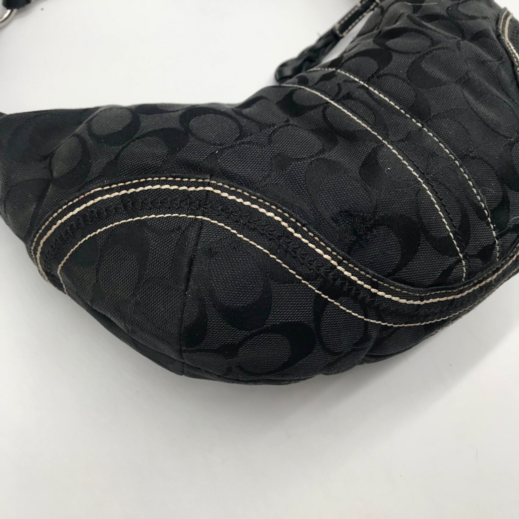 Coach Black Signature Monogram Soho Hobo Bag 10600