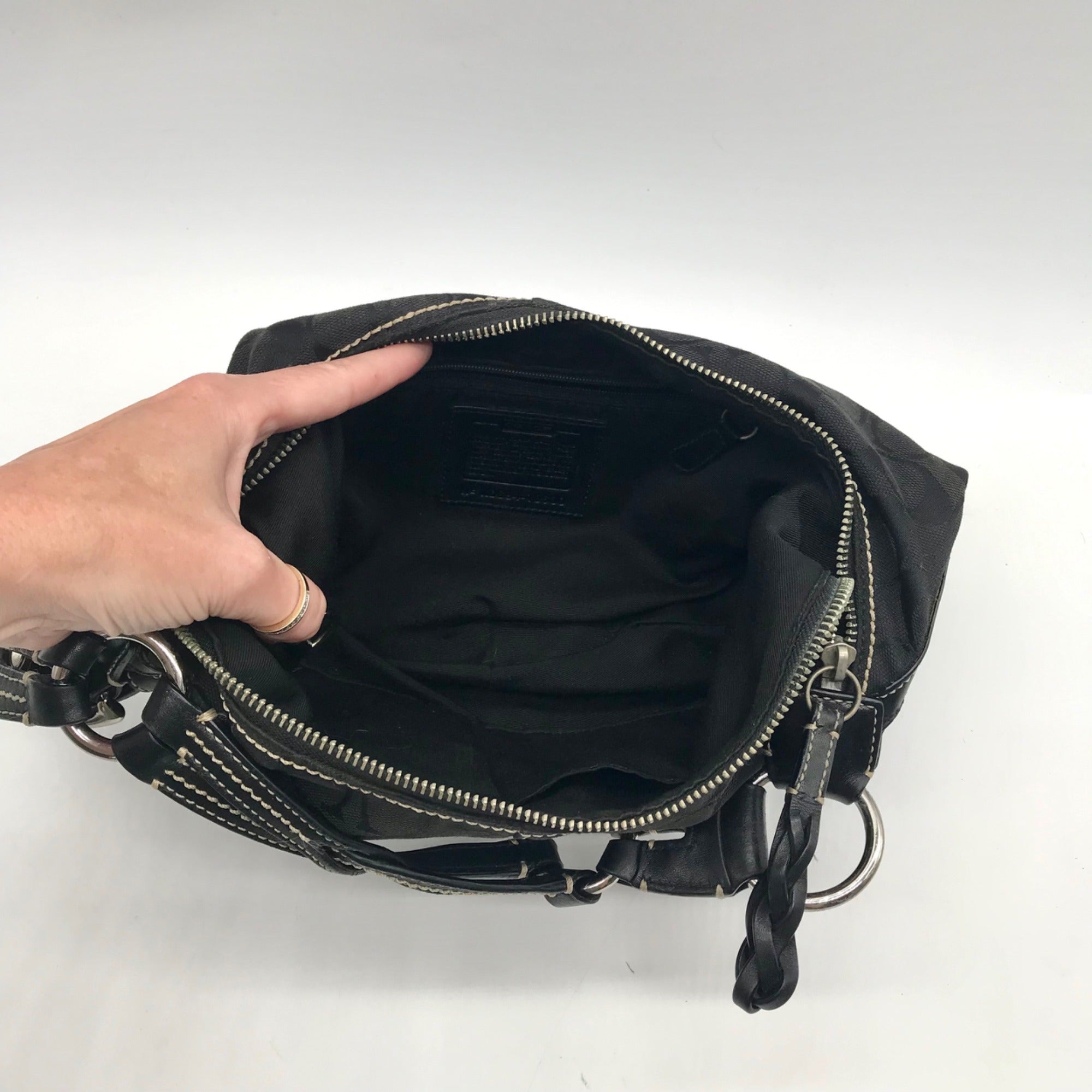 Coach Black Signature Monogram Soho Hobo Bag 10600