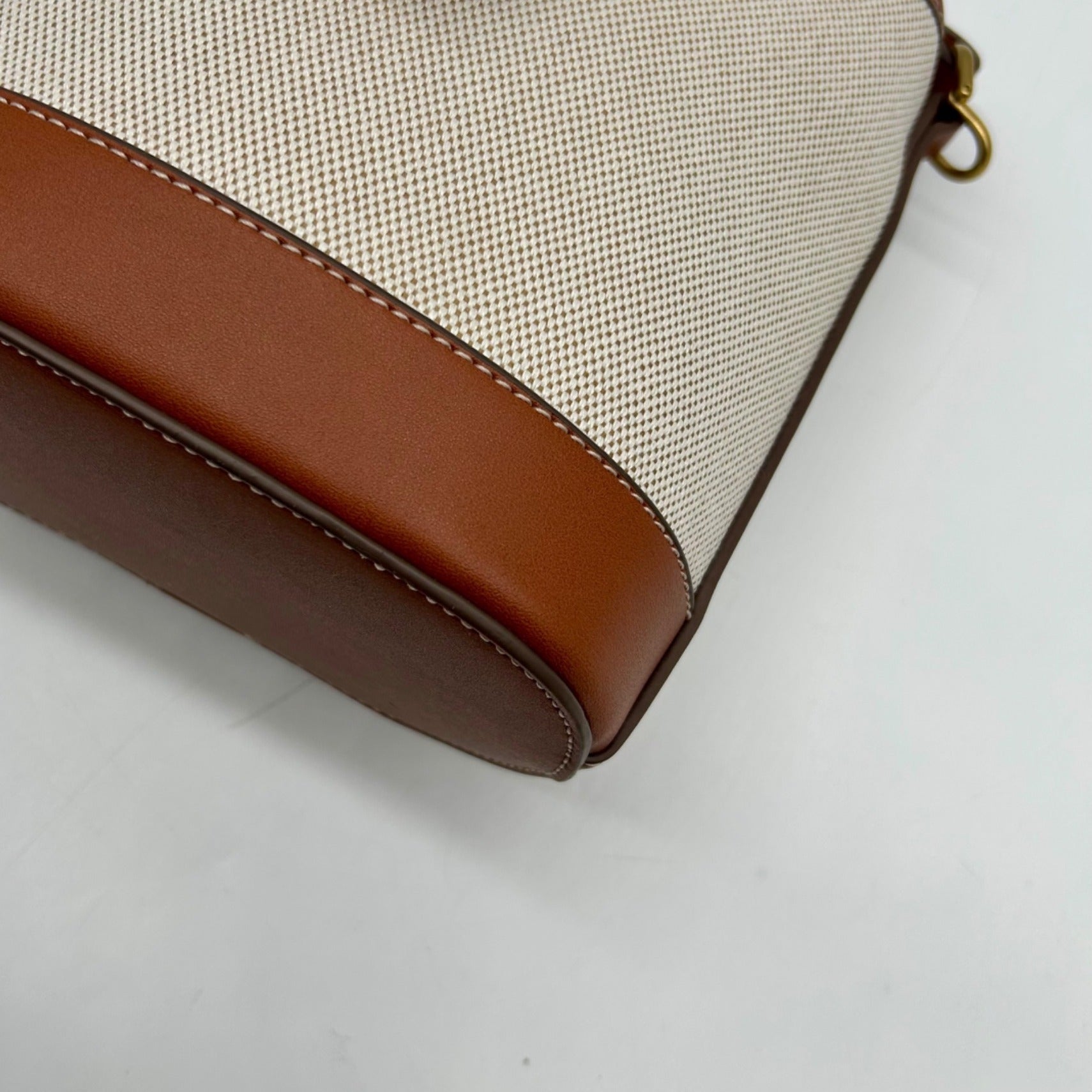 MNG Beige Fabric Crossbody Bag