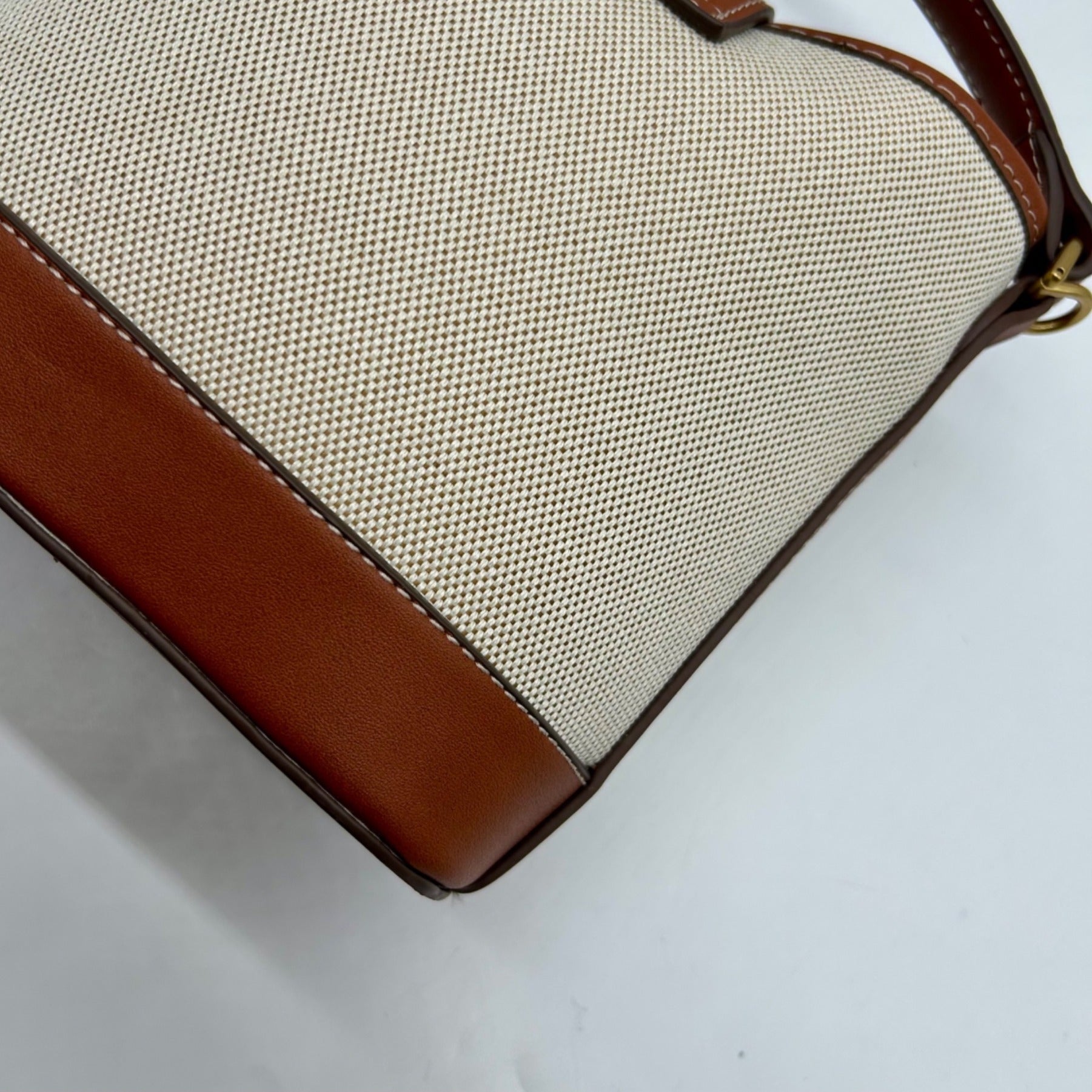 MNG Beige Fabric Crossbody Bag
