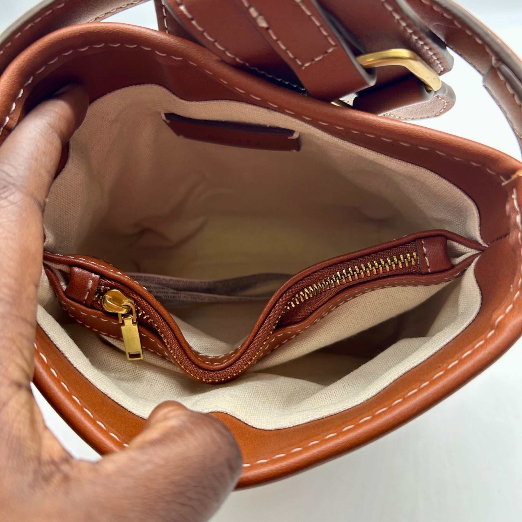MNG Beige Fabric Crossbody Bag