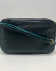 Marc By Marc Jacobs Black and Teal Trim Pebbled Leather Sally Crossbody