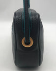 Marc By Marc Jacobs Black and Teal Trim Pebbled Leather Sally Crossbody