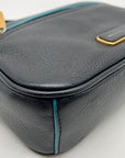 Marc By Marc Jacobs Black and Teal Trim Pebbled Leather Sally Crossbody