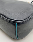 Marc By Marc Jacobs Black and Teal Trim Pebbled Leather Sally Crossbody