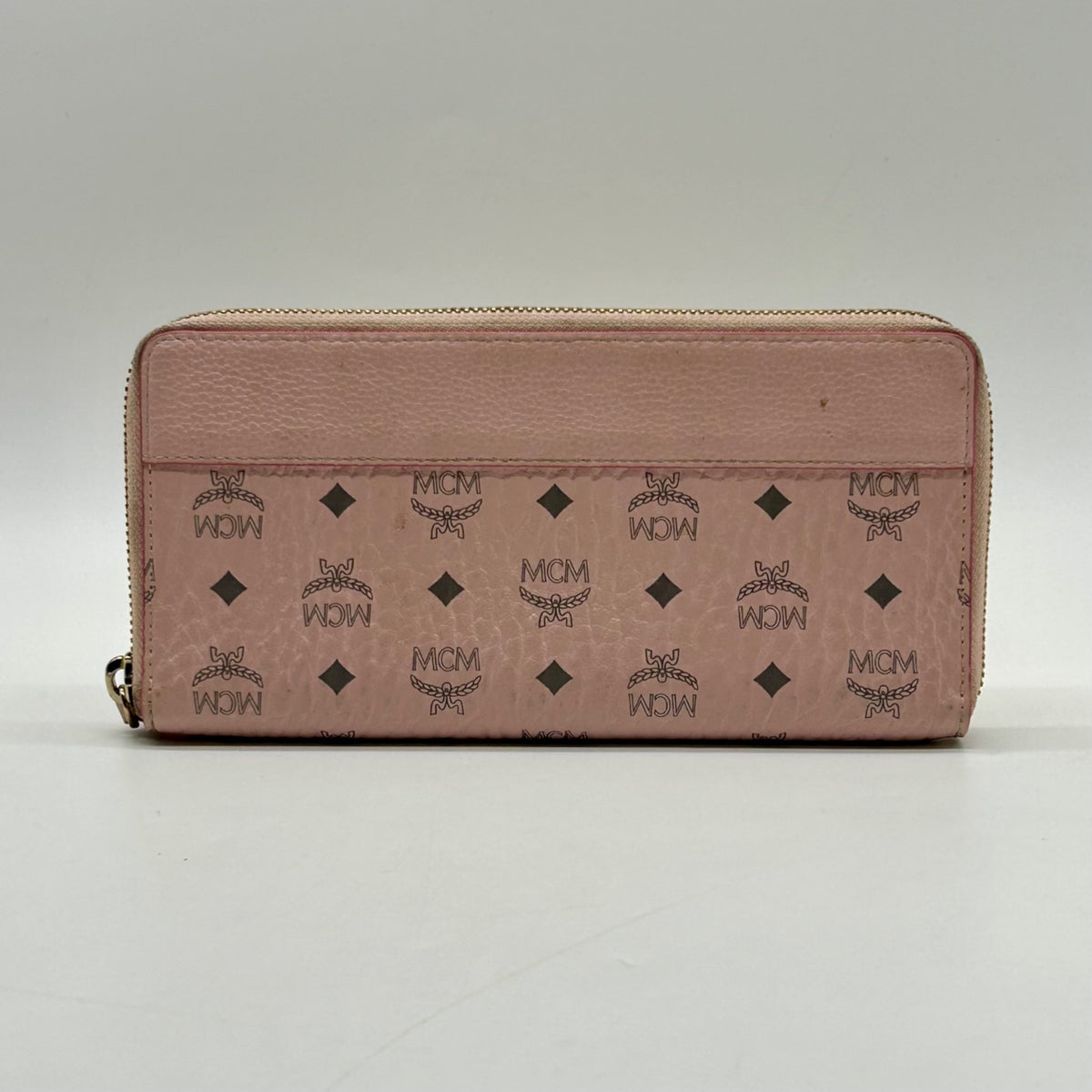 MCM Pink Aren Large Zip-Around Clutch Wallet