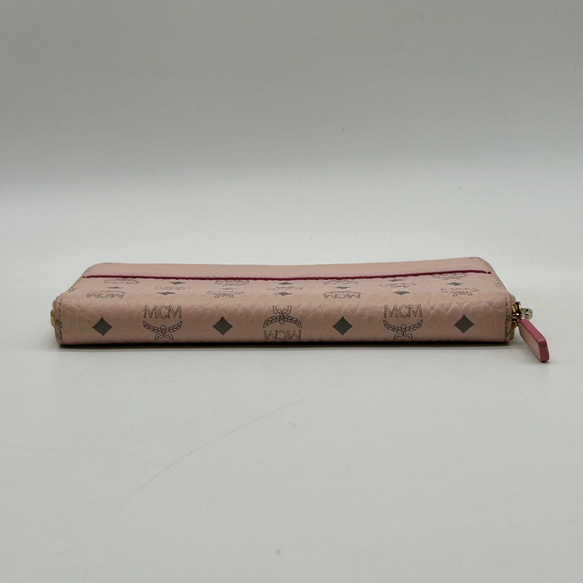 MCM Pink Aren Large Zip-Around Clutch Wallet