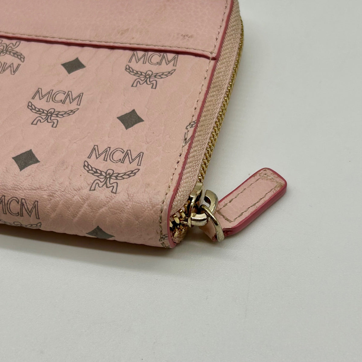 MCM Pink Aren Large Zip-Around Clutch Wallet