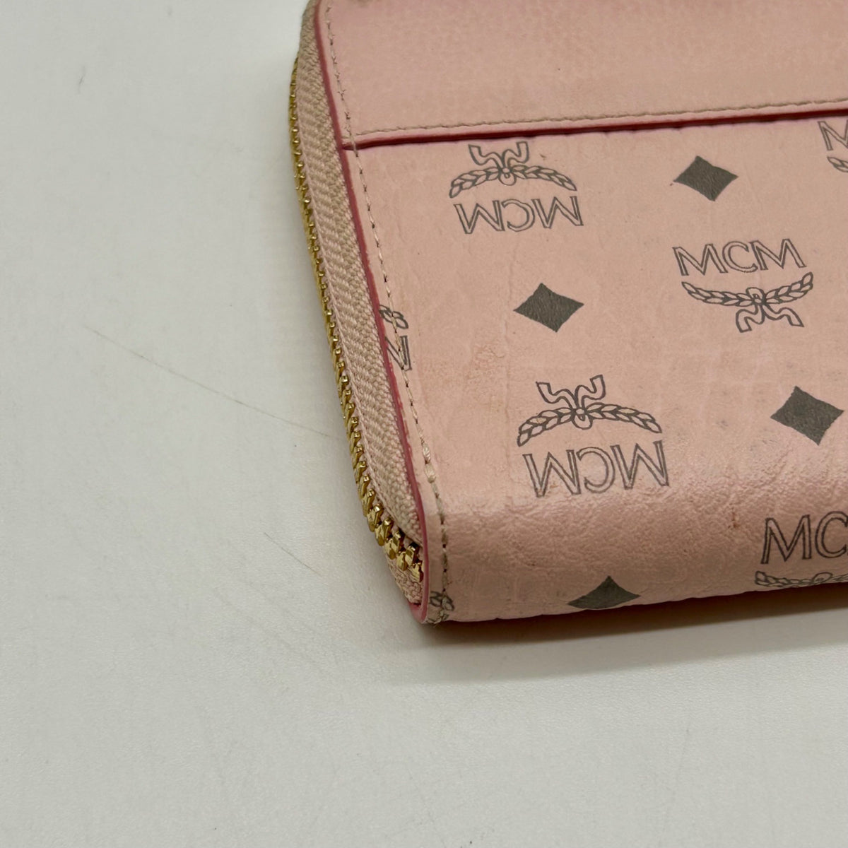 MCM Pink Aren Large Zip-Around Clutch Wallet