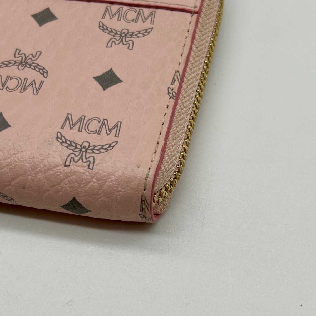 MCM Pink Aren Large Zip-Around Clutch Wallet