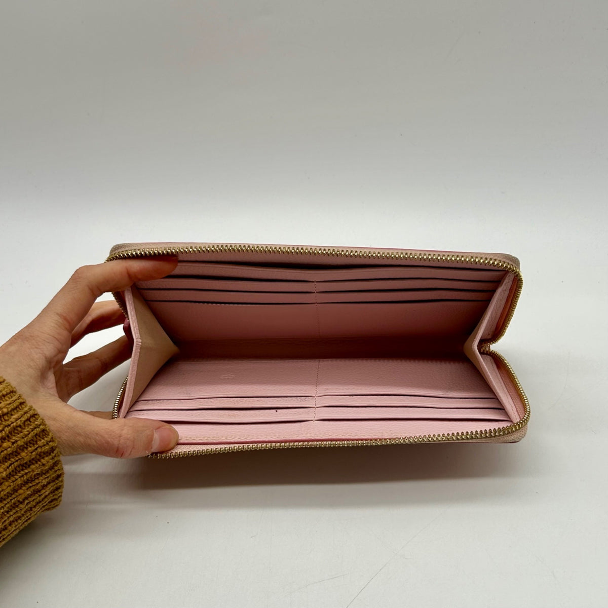 MCM Pink Aren Large Zip-Around Clutch Wallet