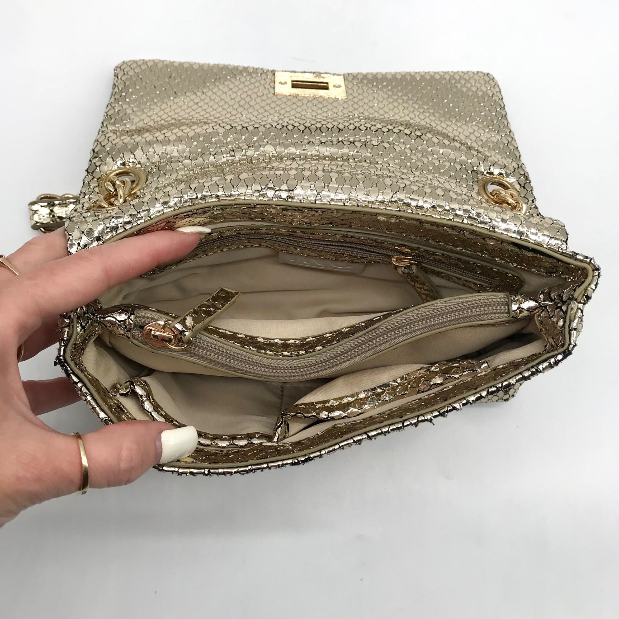 I.N.C International Concepts Metallic Gold Snake Ajae Crossbody Bag