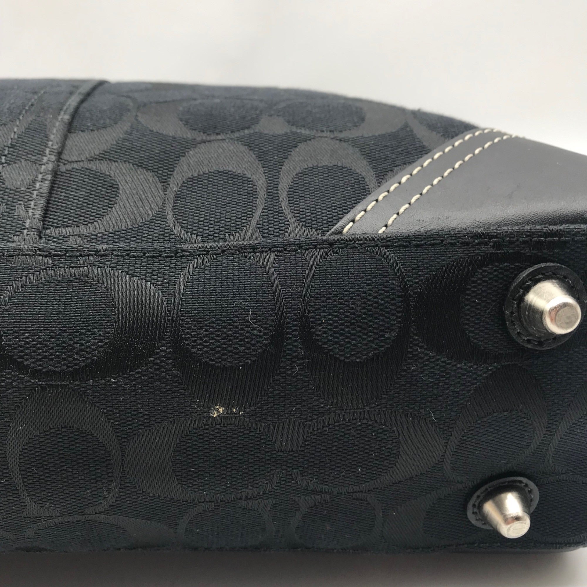 Coach Black Signature Canvas Hampton Belted Satchel Bag