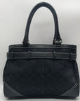 Coach Black Signature Canvas Hampton Belted Satchel Bag
